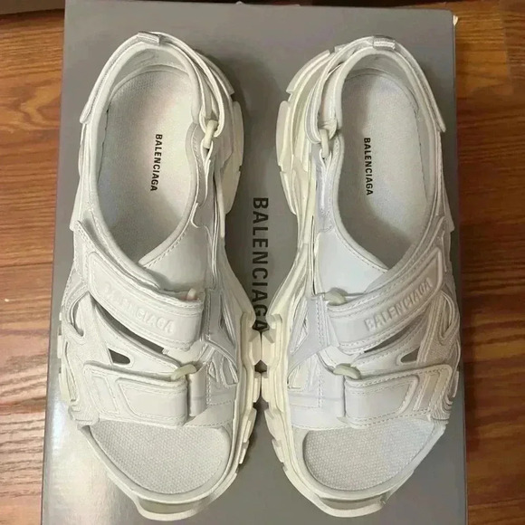 NIB Balenciaga Unisex Track Neoprene Rubber Velcro Strap Sandals White 8 - Picture 8 of 13